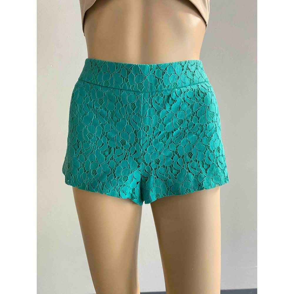 Single Los Angeles Teal Floral Lace High Rise Mini Shorts Size 4 Hot Pants